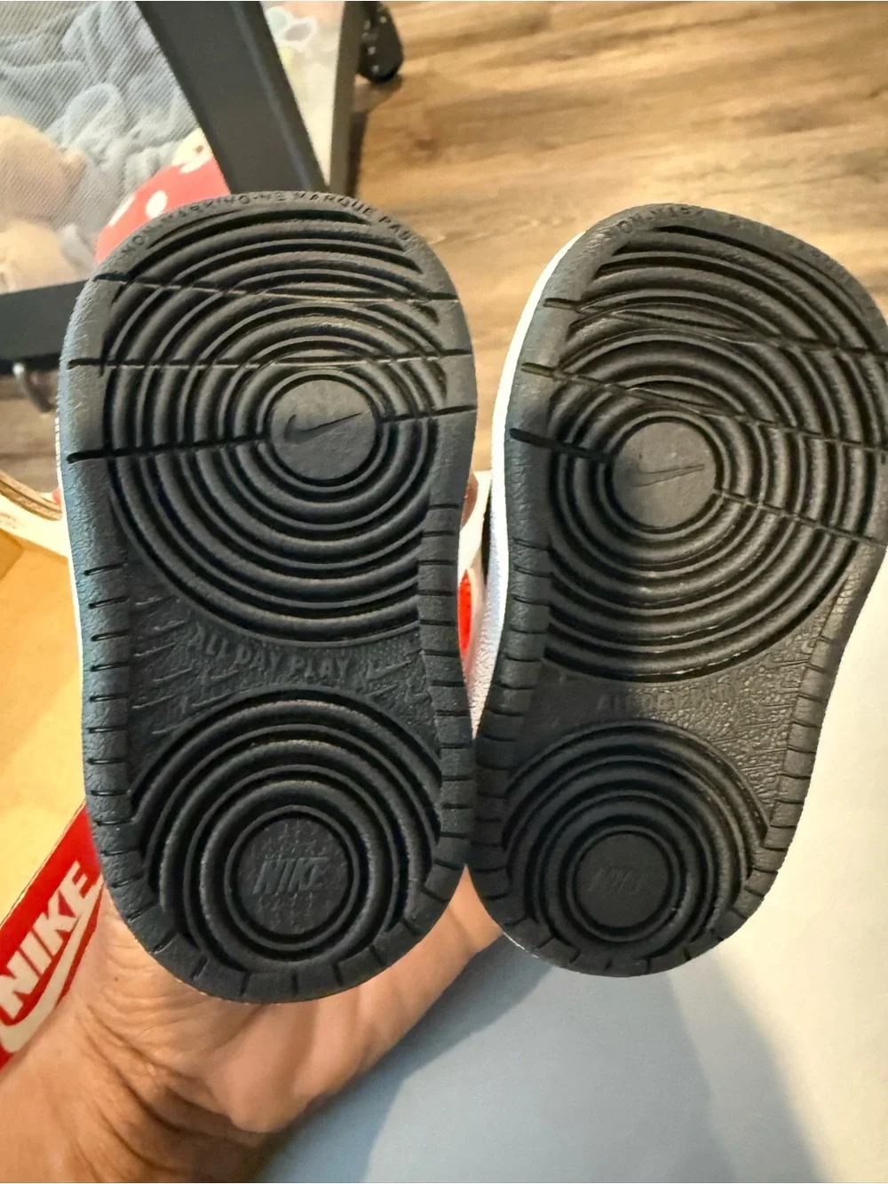 Nike Kids Black White Orange Velcro Low-Top Sneakers